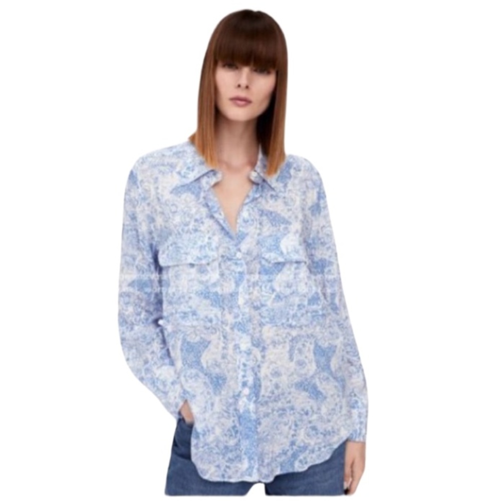 Zara Paisley Blue Print Blouse